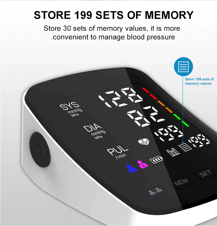 Sphygmomanometer LED Curved CE ISO Approved OEM Bp Monitor Automatic Bp Machine Electric Digital Upper Arm Blood Pressure Monitor
