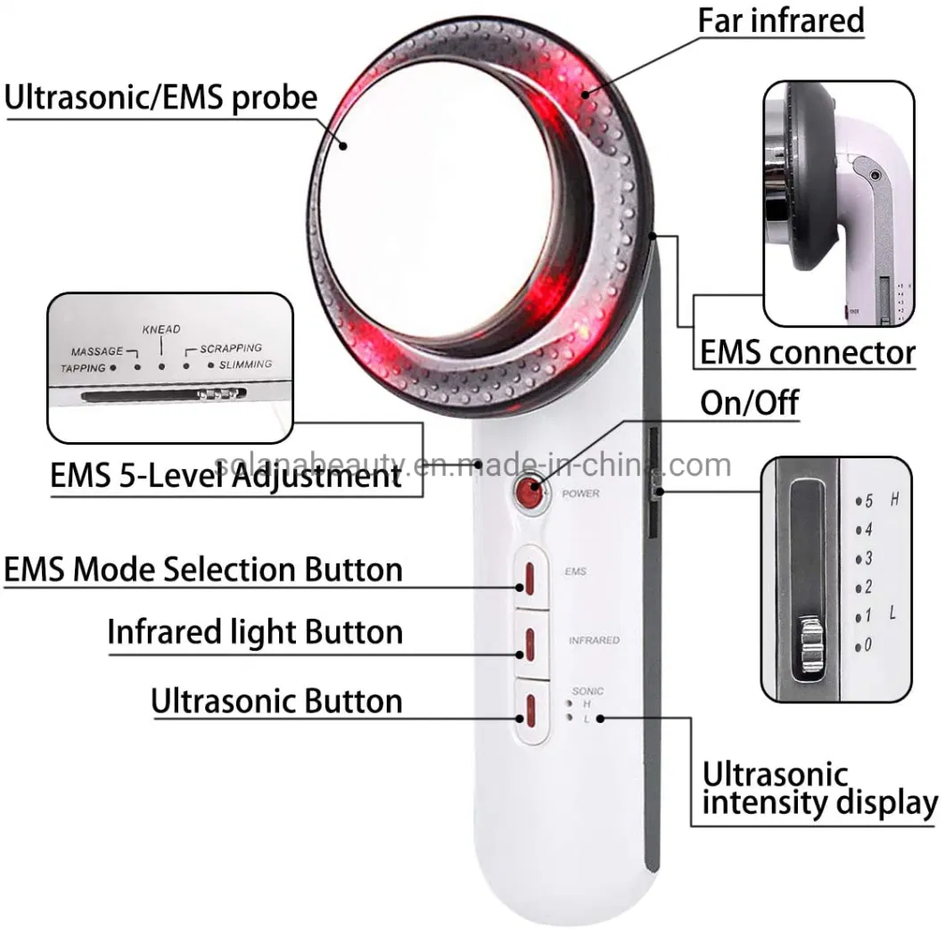 3 in 1 Tens EMS Massage Infrared Therapy Beauty Device for Home Use with Ultrasound Cavitation